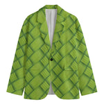 Green Bamboo Print Men's Cotton Blazer