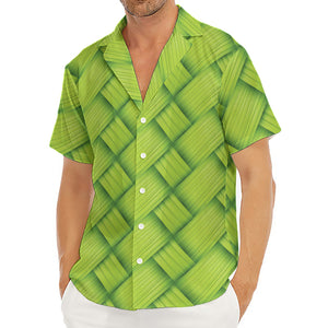 Green Bamboo Print Men's Deep V-Neck Shirt