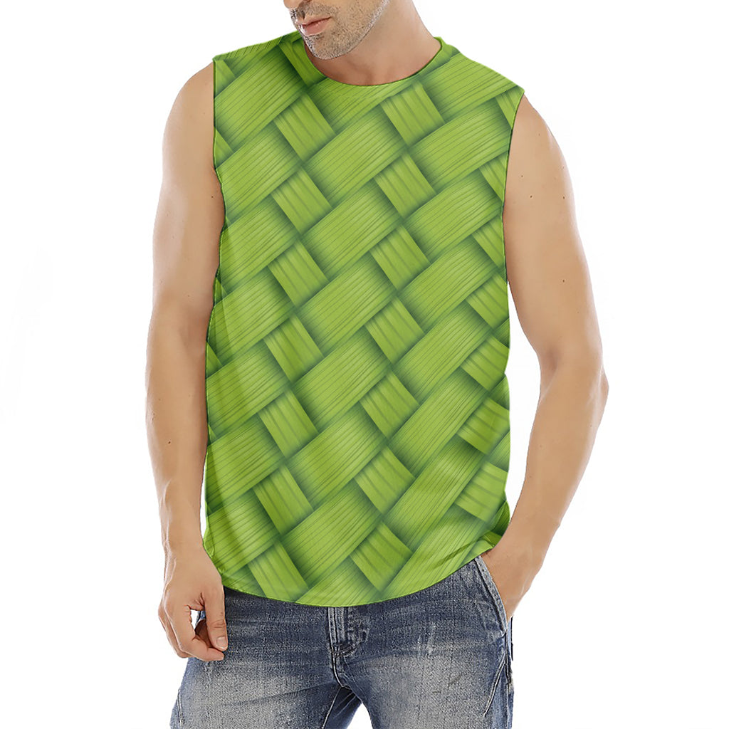 Green Bamboo Print Men's Fitness Tank Top