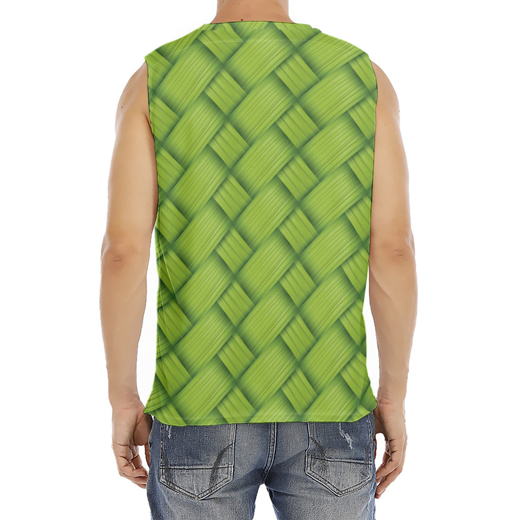 Green Bamboo Print Men's Fitness Tank Top