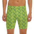 Green Bamboo Print Men's Long Boxer Briefs