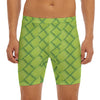 Green Bamboo Print Men's Long Boxer Briefs