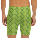 Green Bamboo Print Men's Long Boxer Briefs