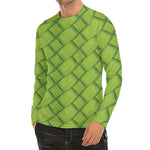 Green Bamboo Print Men's Long Sleeve Rash Guard