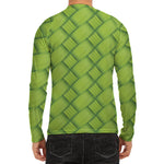 Green Bamboo Print Men's Long Sleeve Rash Guard