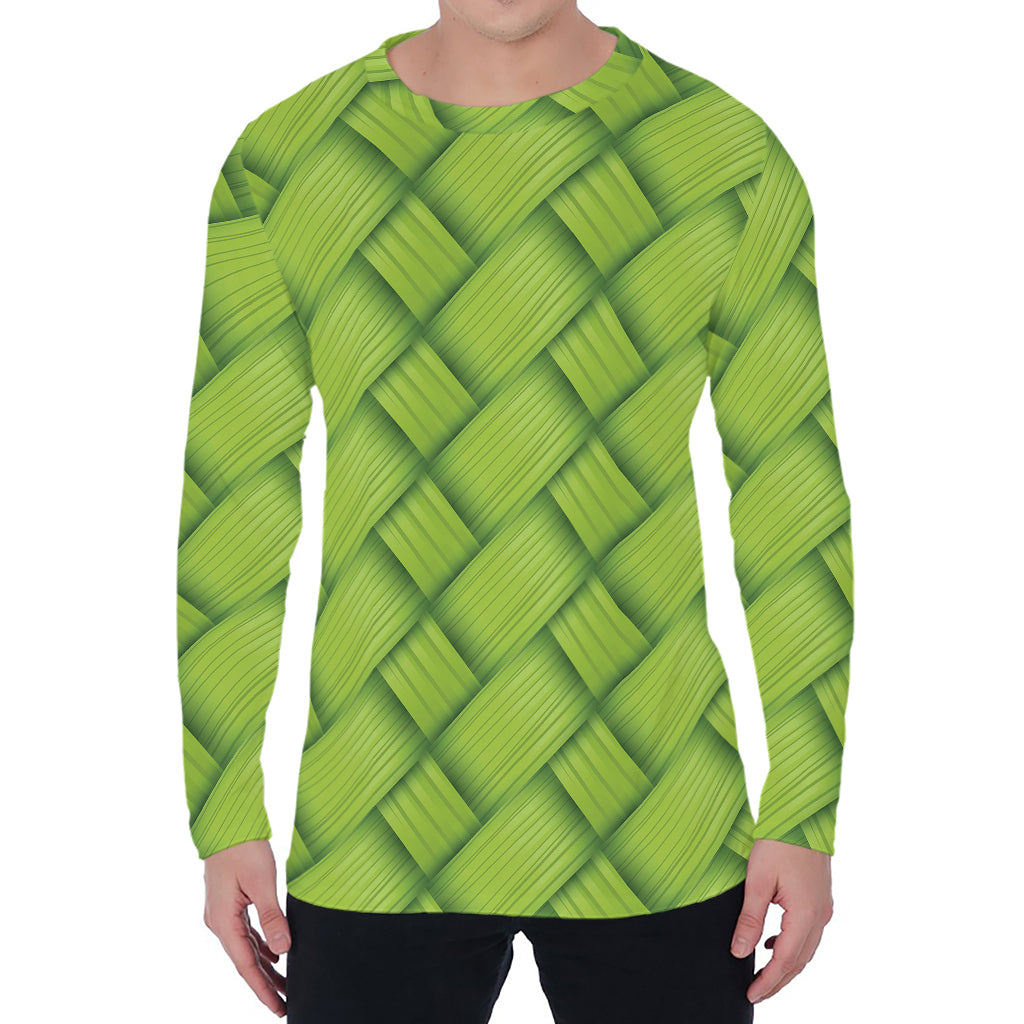 Green Bamboo Print Men's Long Sleeve T-Shirt
