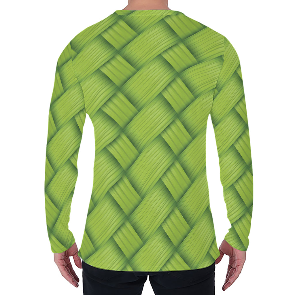 Green Bamboo Print Men's Long Sleeve T-Shirt