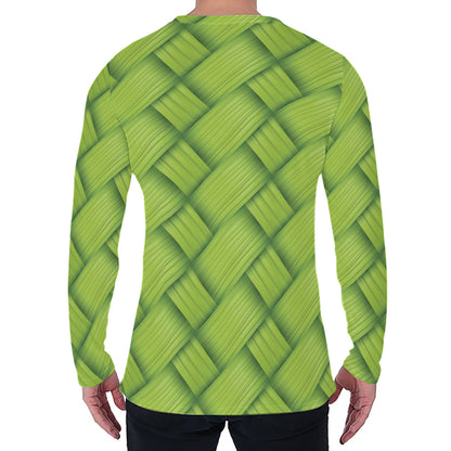 Green Bamboo Print Men's Long Sleeve T-Shirt