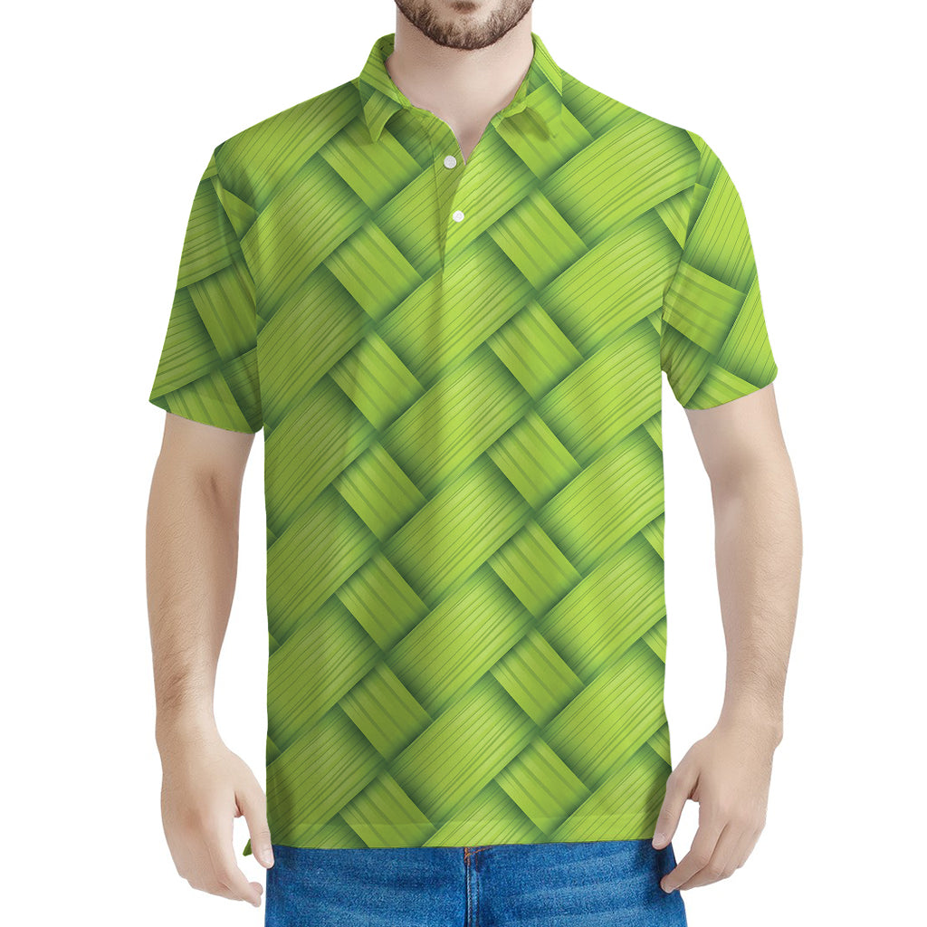 Green Bamboo Print Men's Polo Shirt