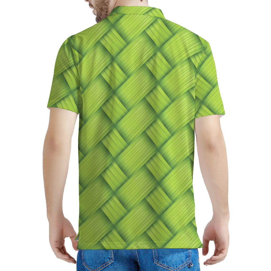 Green Bamboo Print Men's Polo Shirt