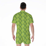 Green Bamboo Print Men's Rompers