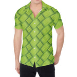 Green Bamboo Print Men's Shirt