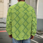 Green Bamboo Print Men's Shirt Jacket