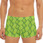 Green Bamboo Print Men's Short Boxer Briefs