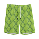 Green Bamboo Print Men's Sports Shorts