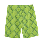 Green Bamboo Print Men's Sports Shorts