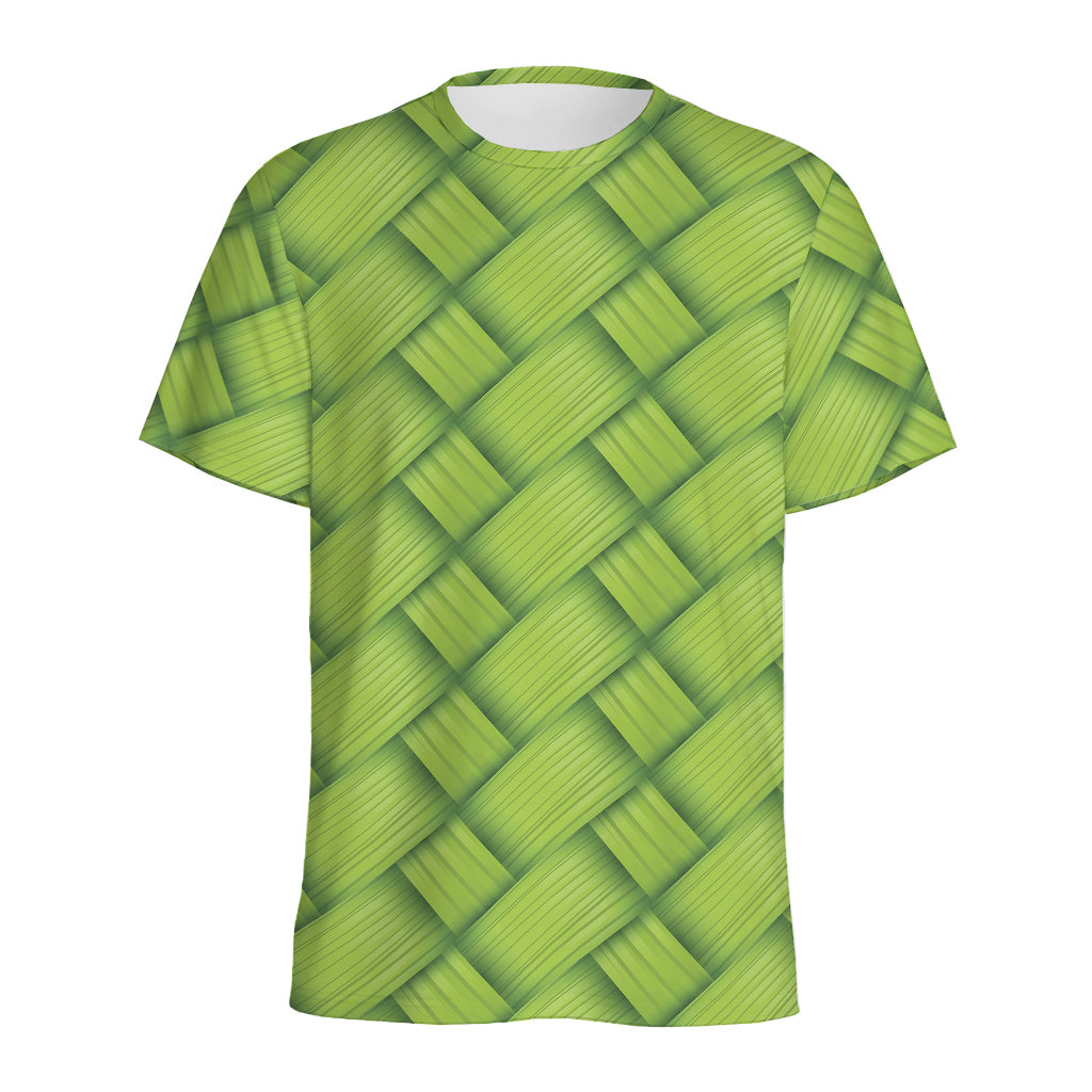 Green Bamboo Print Men's Sports T-Shirt