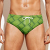 Green Bamboo Print Men's Swim Briefs