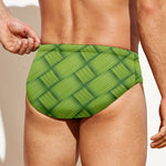 Green Bamboo Print Men's Swim Briefs