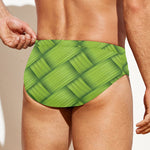 Green Bamboo Print Men's Swim Briefs