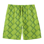 Green Bamboo Print Men's Swim Trunks