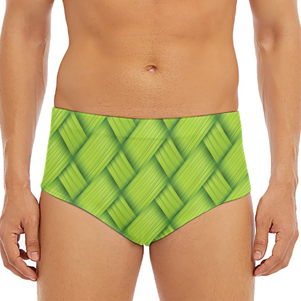 Green Bamboo Print Men's Triangle Swim Briefs