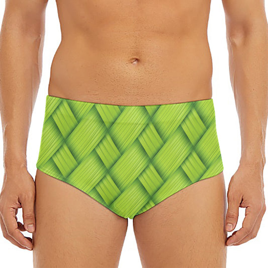 Green Bamboo Print Men's Triangle Swim Briefs