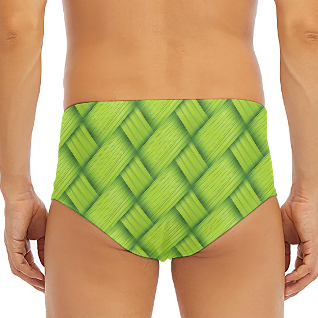Green Bamboo Print Men's Triangle Swim Briefs