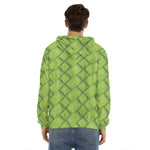 Green Bamboo Print Men's Velvet Pullover Hoodie