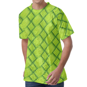 Green Bamboo Print Men's Velvet T-Shirt