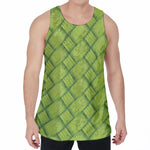 Green Bamboo Print Men's Velvet Tank Top