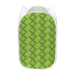 Green Bamboo Print Mesh Laundry Hamper