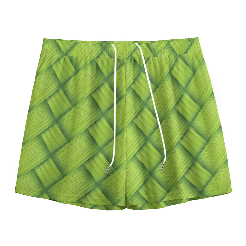 Green Bamboo Print Mesh Shorts