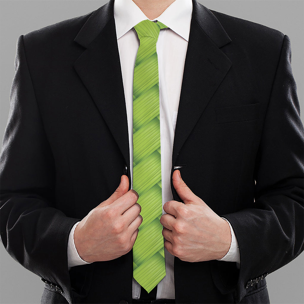 Green Bamboo Print Necktie