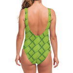 Green Bamboo Print One Piece Swimsuit