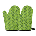 Green Bamboo Print Oven Mitts
