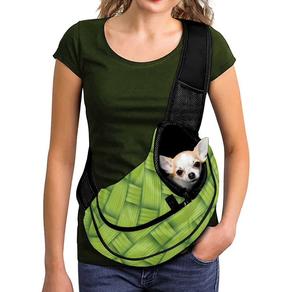 Green Bamboo Print Pet Sling Carrier