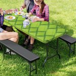Green Bamboo Print Picnic Table Cover