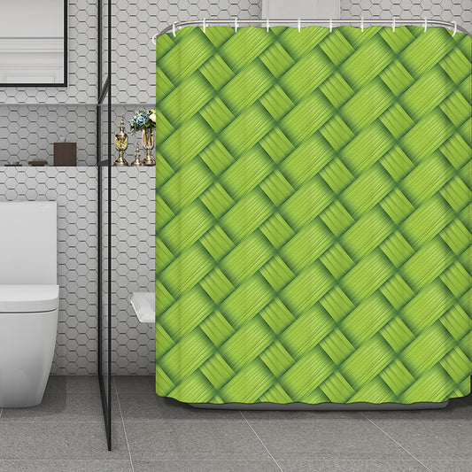 Green Bamboo Print Polyester Shower Curtain