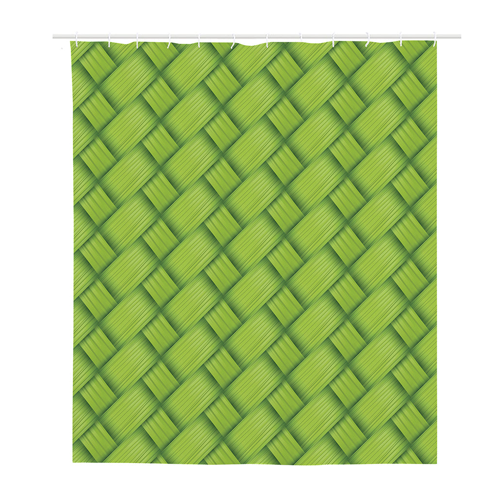 Green Bamboo Print Polyester Shower Curtain