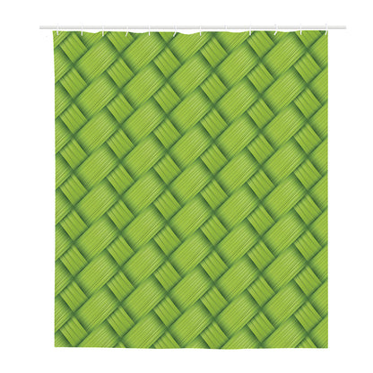 Green Bamboo Print Polyester Shower Curtain