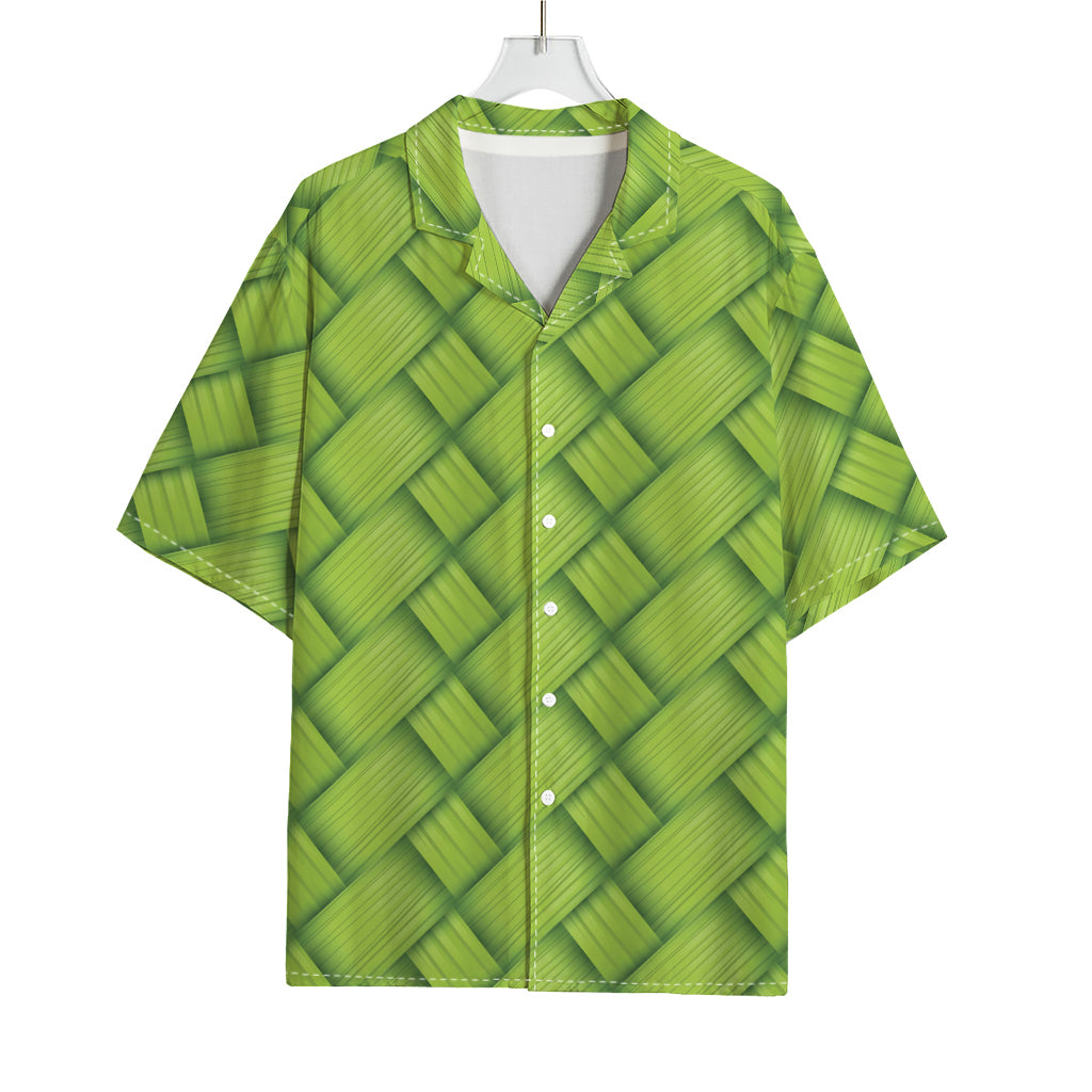 Green Bamboo Print Rayon Hawaiian Shirt