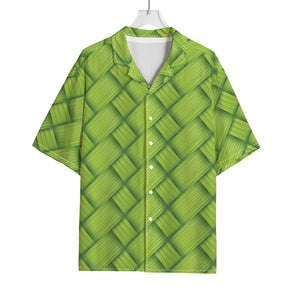 Green Bamboo Print Rayon Hawaiian Shirt