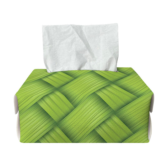 Green Bamboo Print Rectangle Tissue Box Cover