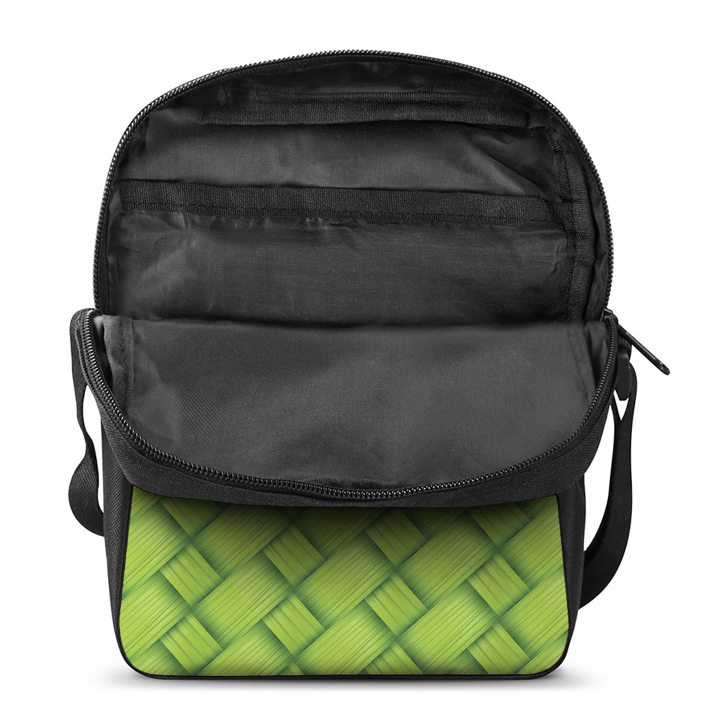 Green Bamboo Print Rectangular Crossbody Bag