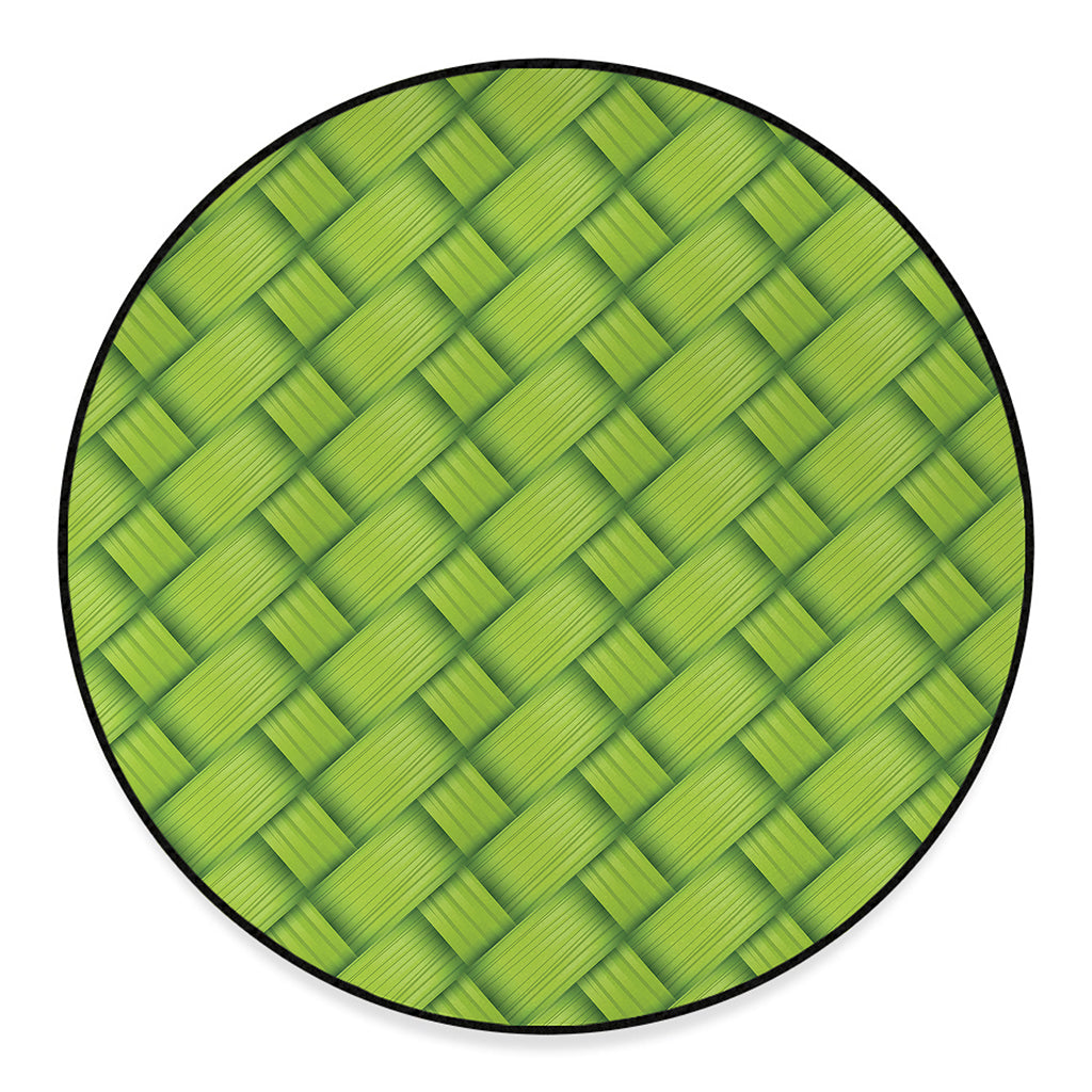 Green Bamboo Print Round Floor Mat