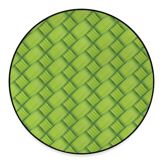 Green Bamboo Print Round Floor Mat