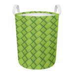 Green Bamboo Print Round Laundry Basket
