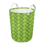 Green Bamboo Print Round Laundry Basket