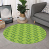 Green Bamboo Print Round Rug